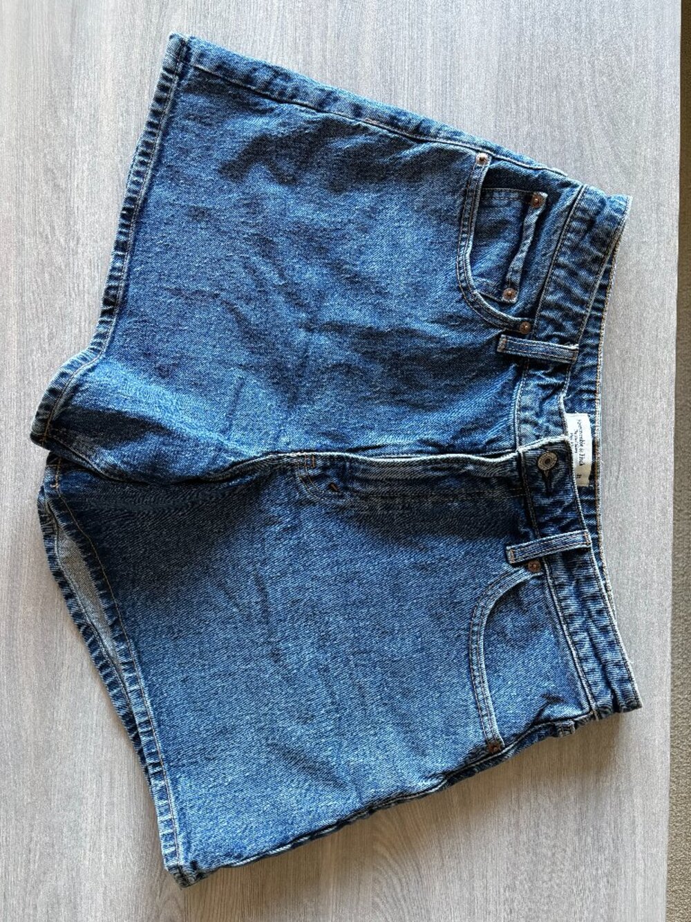 Abercrombie & Fitch Dark Wash High Rise Dad Shorts Curve Love Size 31/12 - Picture 4 of 13
